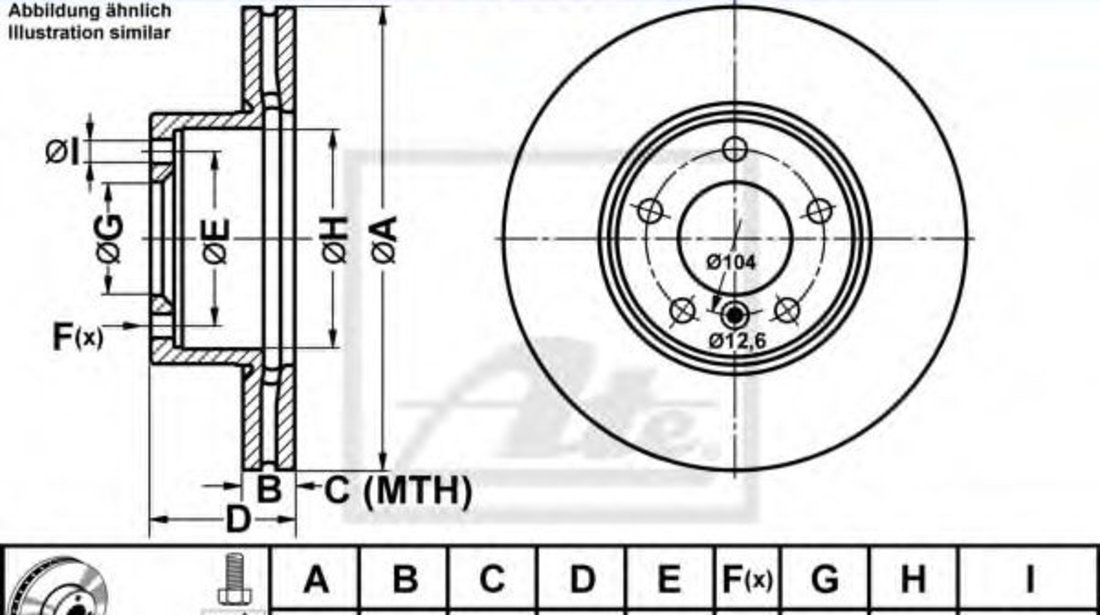 Disc frana BMW Seria 3 Touring (E91) (2005 - 2012) ATE 24.0124-0203.1 piesa NOUA