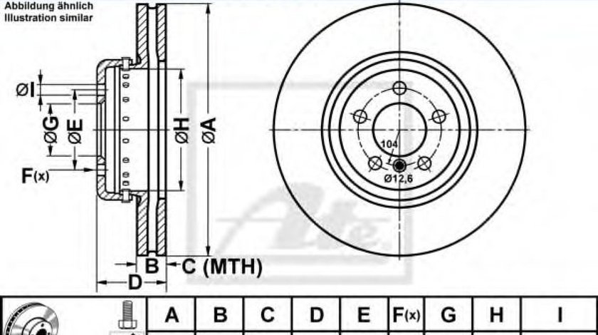 Disc frana BMW Seria 4 Cabriolet (F33, F83) (2013 - 2016) ATE 24.0130-0234.2 piesa NOUA