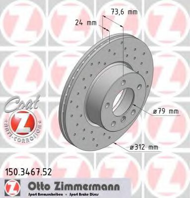 Disc frana BMW Seria 4 Cupe (F32, F82) (2013 - 2016) ZIMMERMANN 150.3467.52 piesa NOUA