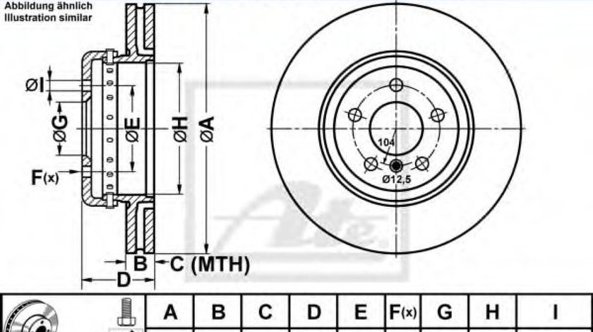 Disc frana BMW Seria 4 Gran Coupe (F36) (2014 - 2016) ATE 24.0124-0251.2 piesa NOUA