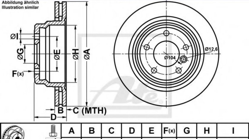 Disc frana BMW Seria 5 (E39) (1995 - 2003) ATE 24.0320-0154.1 piesa NOUA