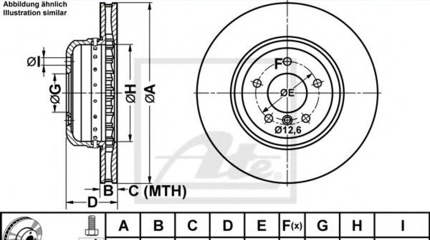 Disc frana BMW Seria 5 (E60) (2003 - 2010) ATE 24.0130-0186.2 piesa NOUA