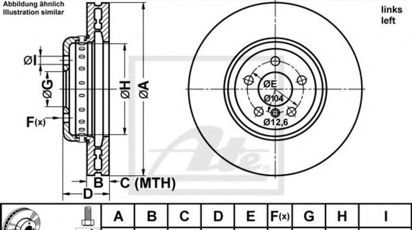 Disc frana BMW Seria 5 (F10, F18) (2009 - 2016) ATE 24.0136-0119.2 piesa NOUA