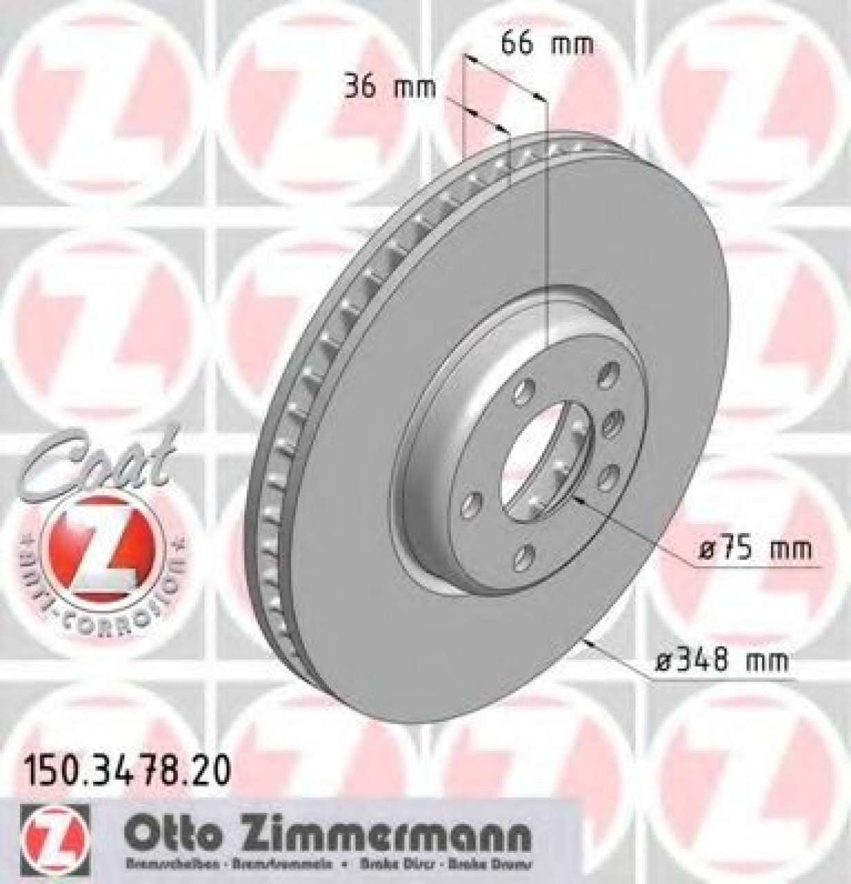 Disc frana BMW Seria 5 Gran Turismo (F07) (2009 - 2016) ZIMMERMANN 150.3478.20 piesa NOUA