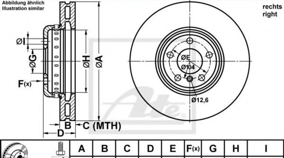 Disc frana BMW Seria 5 Gran Turismo (F07) (2009 - 2016) ATE 24.0136-0114.2 piesa NOUA