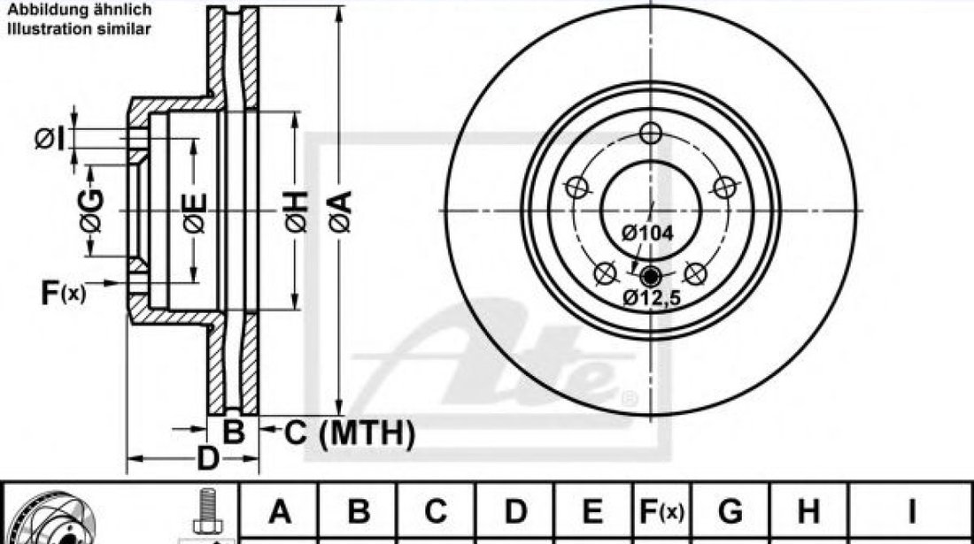 Disc frana BMW Seria 5 Touring (E61) (2004 - 2010) ATE 24.0330-0173.1 piesa NOUA