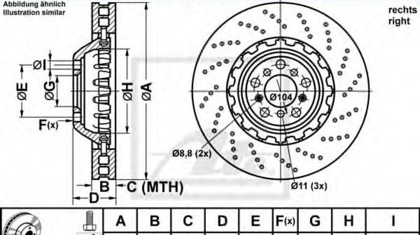 Disc frana BMW Seria 6 Cabriolet (F12) (2011 - 2016) ATE 24.0136-0125.2 piesa NOUA