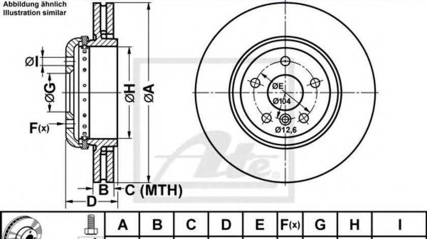 Disc frana BMW Seria 6 Cabriolet (F12) (2011 - 2016) ATE 24.0124-0233.2 piesa NOUA