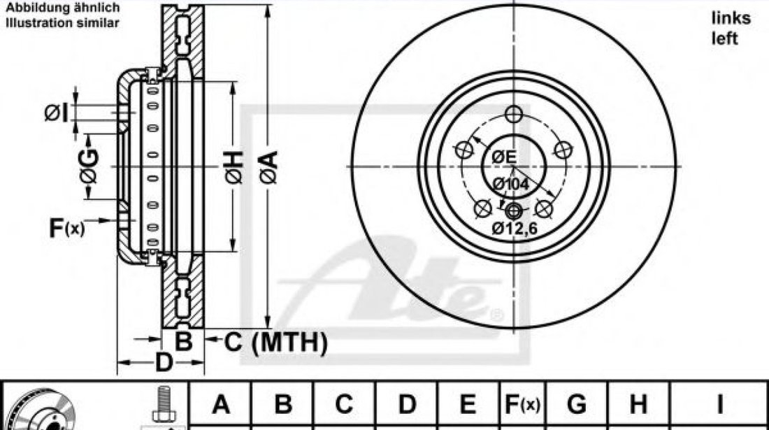 Disc frana BMW Seria 6 Cabriolet (F12) (2011 - 2016) ATE 24.0136-0119.2 piesa NOUA