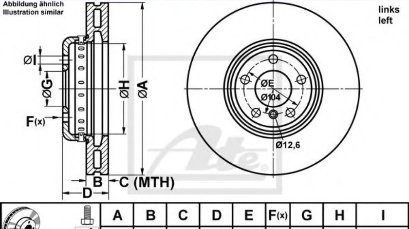 Disc frana BMW Seria 6 Gran Cupe (F06) (2011 - 2016) ATE 24.0136-0115.2 piesa NOUA