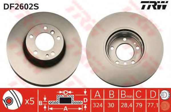 Disc frana BMW Seria 7 (E38) (1994 - 2001) TRW DF2602S piesa NOUA