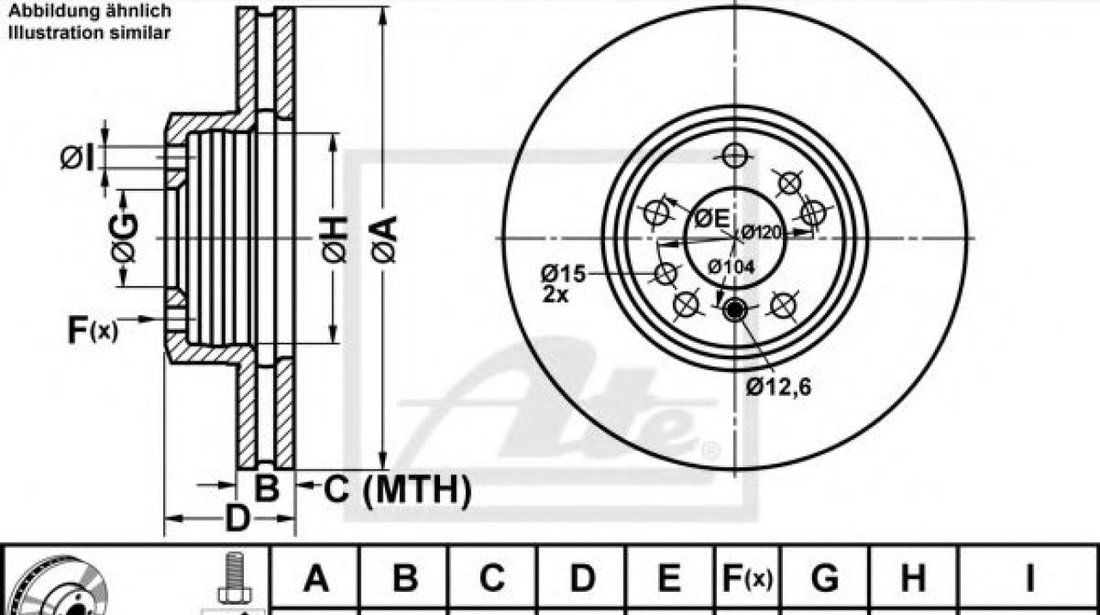 Disc frana BMW X3 (E83) (2004 - 2011) ATE 24.0130-0109.1 piesa NOUA