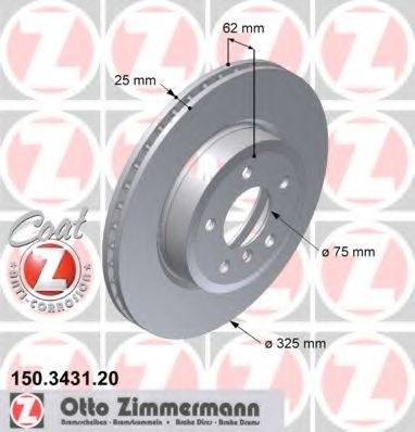 Disc frana BMW X3 (E83) (2004 - 2011) ZIMMERMANN 150.3431.20 piesa NOUA