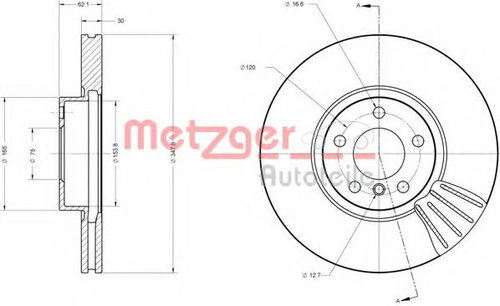 Disc frana BMW X5 (E70) (2007 - 2013) METZGER 6110555 piesa NOUA