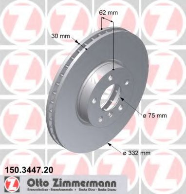 Disc frana BMW X5 (F15, F85) (2013 - 2016) ZIMMERMANN 150.3447.20 piesa NOUA