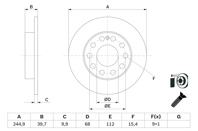 Disc Frana Bosch Vw 0 986 478 986