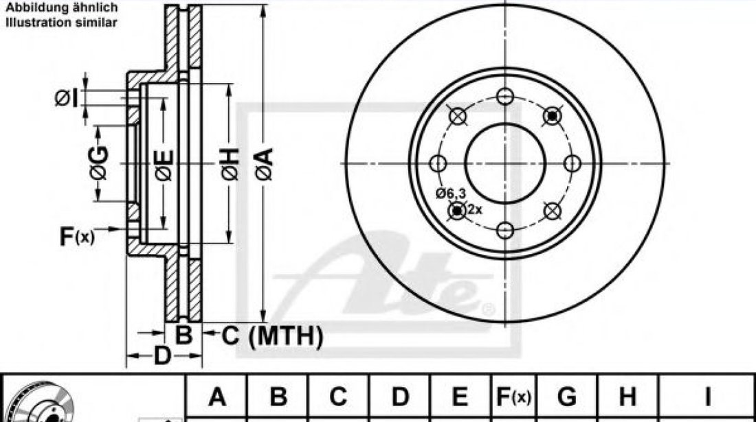 Disc frana CHEVROLET AVEO Limuzina (T250, T255) (2005 - 2016) ATE 24.0120-0227.1 piesa NOUA