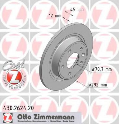 Disc frana CHEVROLET CRUZE Hatchback (J305) (2011 - 2016) ZIMMERMANN 430.2624.20 piesa NOUA