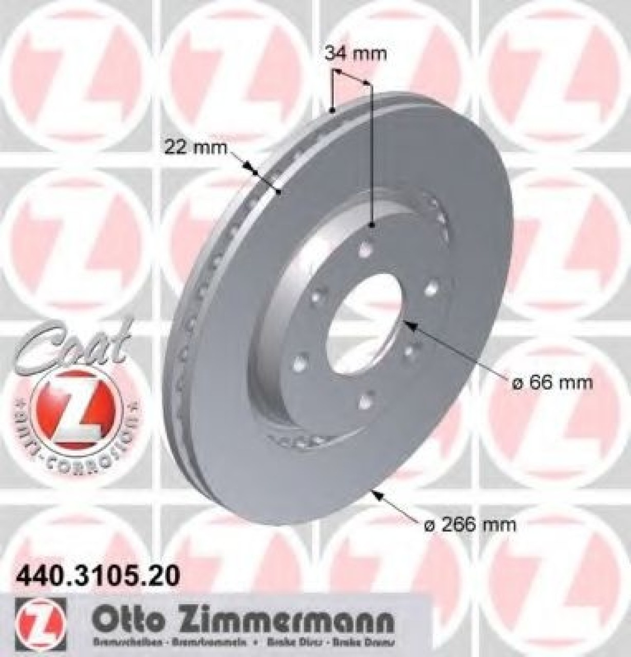 Disc frana CITROEN C-ELYSEE (2012 - 2016) ZIMMERMANN 440.3105.20 piesa NOUA