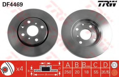 Disc frana CITROEN C1 II (2014 - 2016) TRW DF4469 piesa NOUA