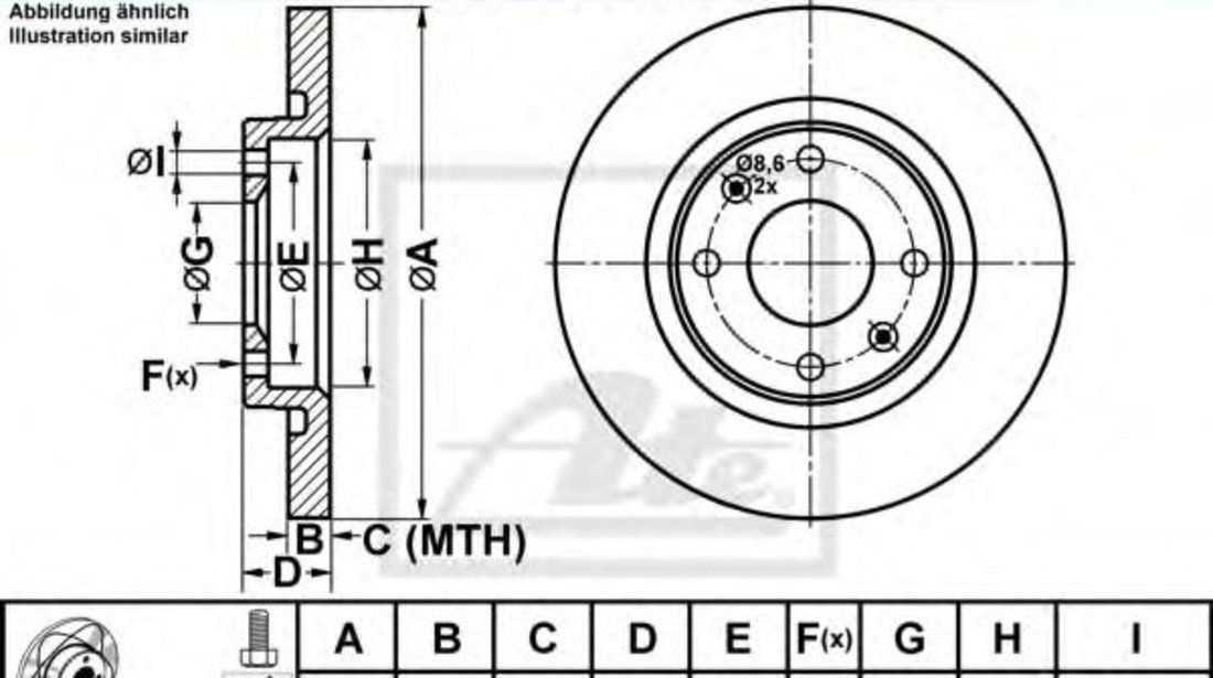 Disc frana CITROEN C3 I (FC) (2002 - 2016) ATE 24.0313-0184.1 piesa NOUA