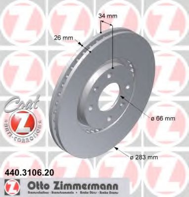 Disc frana CITROEN C3 II (2009 - 2016) ZIMMERMANN 440.3106.20 piesa NOUA