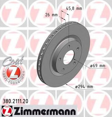 Disc frana CITROEN C4 AIRCROSS (2010 - 2016) ZIMMERMANN 380.2111.20 piesa NOUA