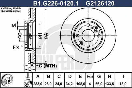 Disc frana CITROEN C4 Grand Picasso I (UA) (2006 - 2016) GALFER B1.G226-0120.1 piesa NOUA