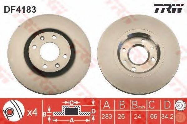 Disc frana CITROEN C5 I Estate (DE) (2001 - 2004) TRW DF4183 piesa NOUA