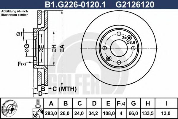 Disc frana CITROEN C5 II Break (RE) (2004 - 2016) GALFER B1.G226-0120.1 piesa NOUA