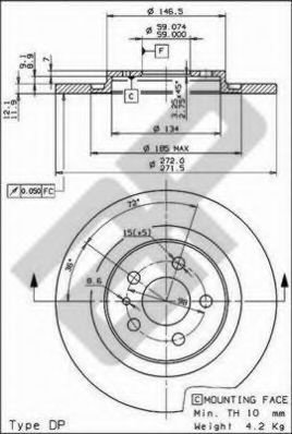 Disc frana CITROEN C8 (EA, EB) (2002 - 2016) METZGER 6110352 piesa NOUA