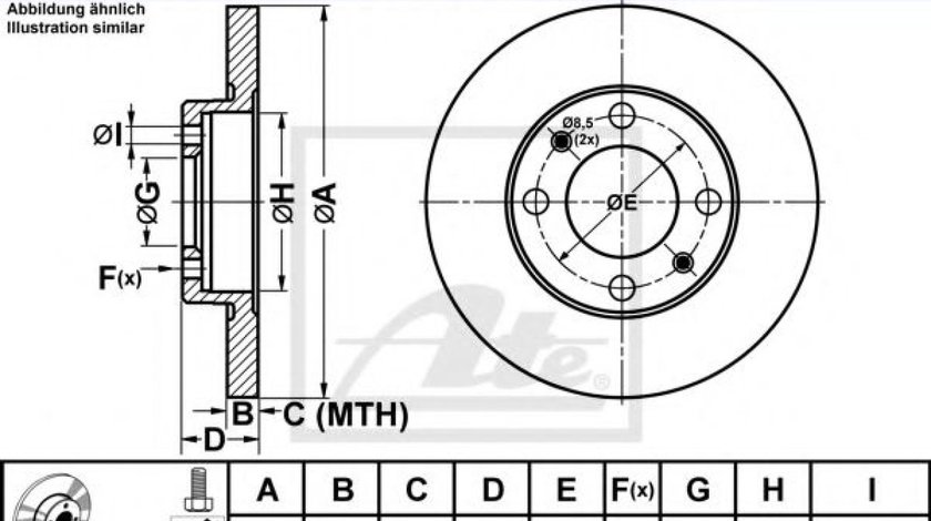 Disc frana CITROEN SAXO (S0, S1) (1996 - 2004) ATE 24.0108-0106.1 piesa NOUA