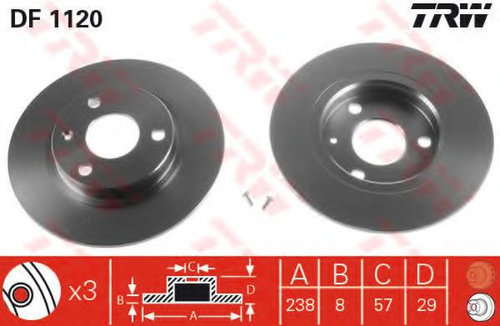 Disc frana CITROEN SAXO (S0, S1) (1996 - 2004) TRW DF1120 piesa NOUA