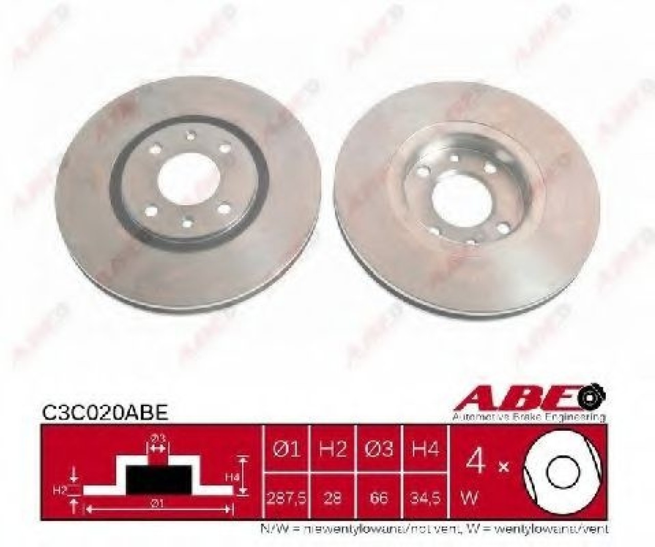 Disc frana CITROEN XANTIA Estate (X2) (1998 - 2003) ABE C3C020ABE piesa NOUA