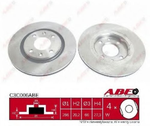 Disc frana CITROEN XANTIA (X2) (1998 - 2003) ABE C3C006ABE piesa NOUA