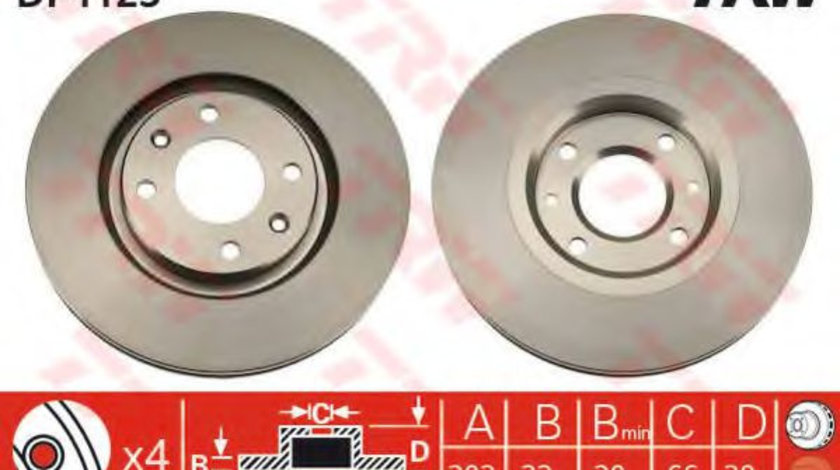 Disc frana CITROEN XANTIA (X2) (1998 - 2003) TRW DF1123 piesa NOUA