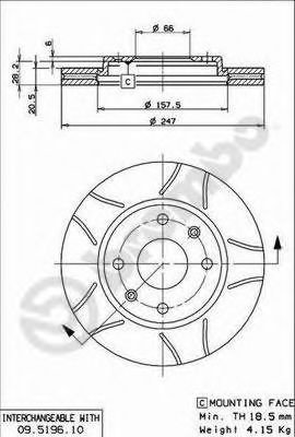 Disc frana CITROEN XSARA Estate (N2) (1997 - 2010) BREMBO 09.5196.75 piesa NOUA