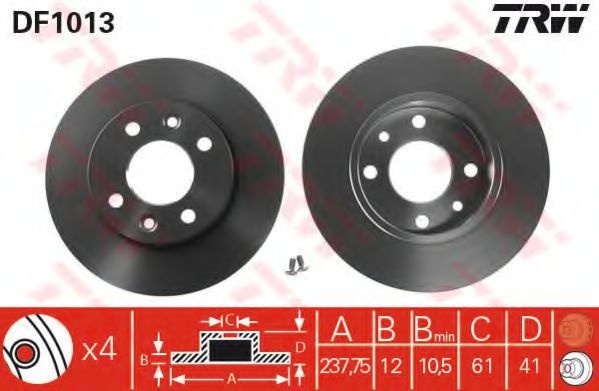 Disc frana DACIA LOGAN EXPRESS (FS) (2009 - 2016) TRW DF1013 piesa NOUA