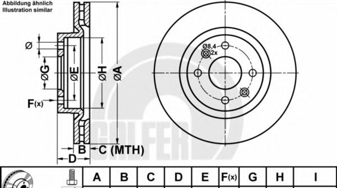 Disc frana DACIA LOGAN (LS) (2004 - 2016) GALFER B1.G221-0106.1 piesa NOUA