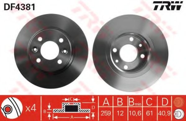 Disc frana DACIA SANDERO II (2012 - 2016) TRW DF4381 piesa NOUA