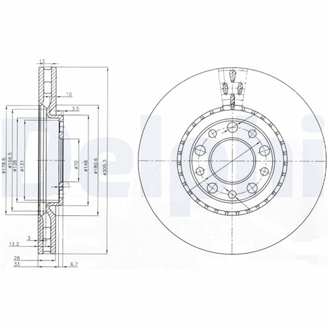 Disc Frana Delphi Alfa Romeo BG3951