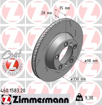 Disc Frana Dreapta Livrabil 1 Bucata Zimmermann Porsche 460.1583.20