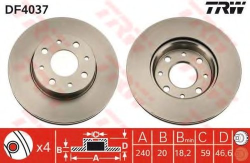 Disc frana FIAT ALBEA (172) (2007 - 2016) TRW DF4037 piesa NOUA