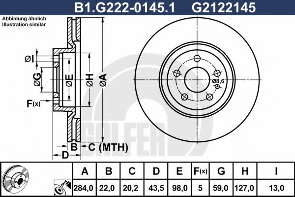 Disc frana FIAT CROMA (154) (1985 - 1996) GALFER B1.G222-0145.1 piesa NOUA