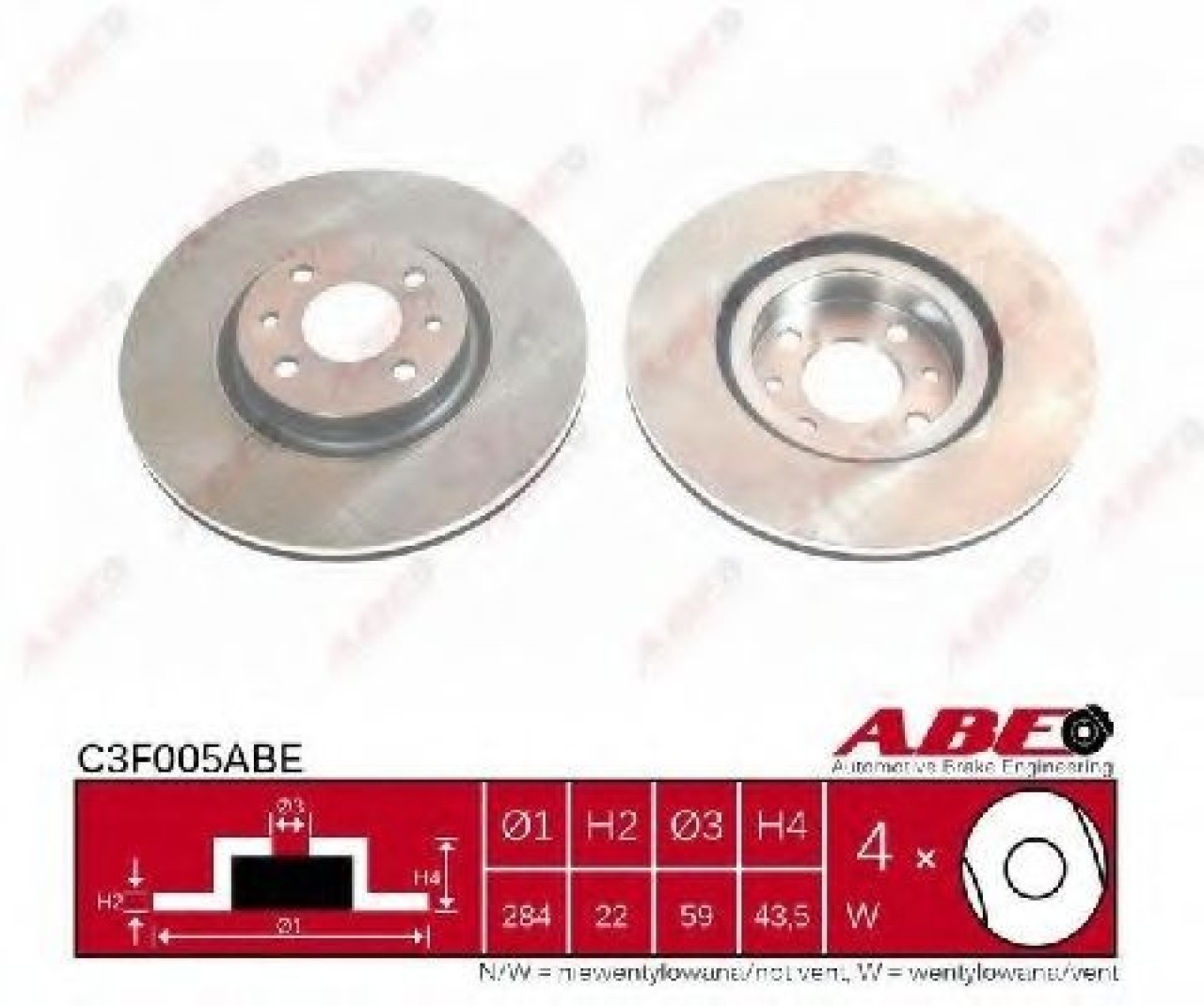 Disc frana FIAT DOBLO Microbus (223, 119) (2001 - 2016) ABE C3F005ABE piesa NOUA