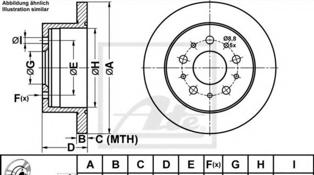 Disc frana FIAT DUCATO bus (244) (2002 - 2016) ATE 24.0116-0124.1 piesa NOUA