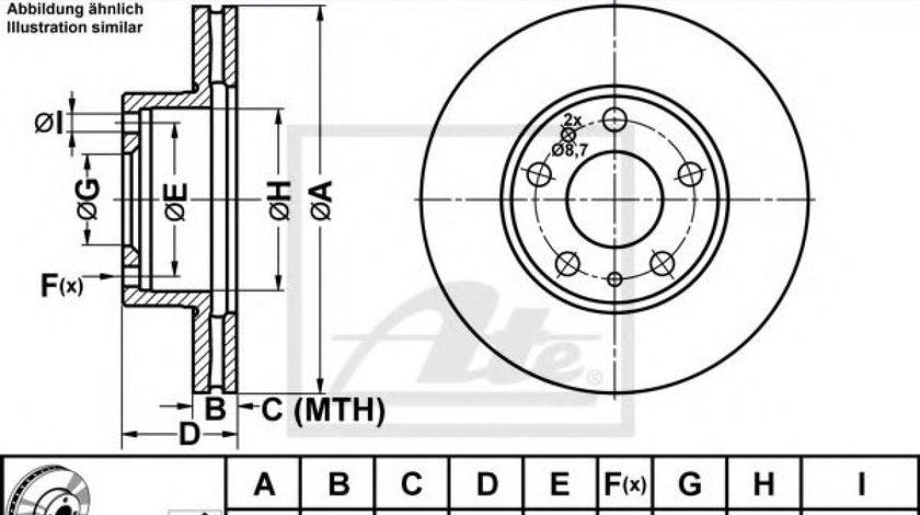 Disc frana FIAT DUCATO bus (250, 290) (2006 - 2016) ATE 24.0124-0127.1 piesa NOUA