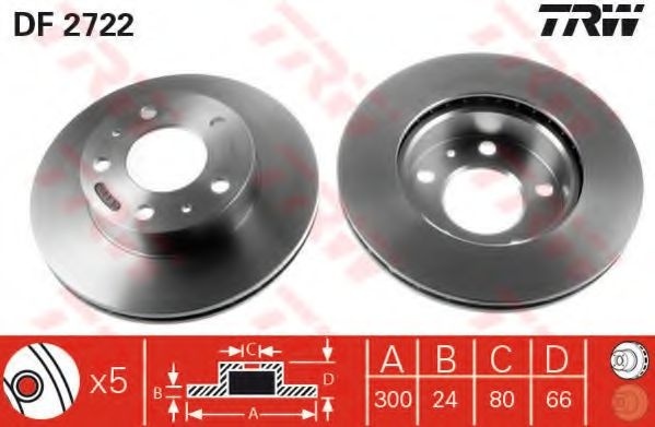 Disc frana FIAT DUCATO bus (250, 290) (2006 - 2016) TRW DF2722 piesa NOUA