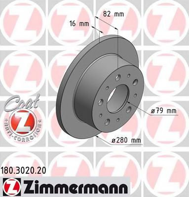 Disc frana FIAT DUCATO caroserie (244) (2002 - 2016) ZIMMERMANN 180.3020.20 piesa NOUA