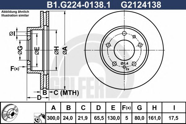 Disc frana FIAT DUCATO caroserie (244) (2002 - 2016) GALFER B1.G224-0138.1 piesa NOUA